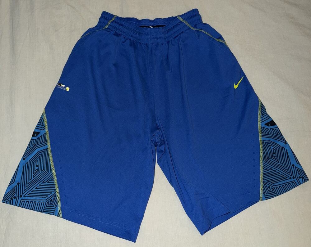 Nike Dri-FIT Mens Basketball Shorts Royal Blue Volt Size M Printed Side Panels
